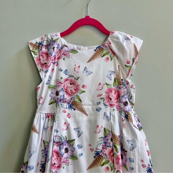 Mayoral Girls Floral Ice Cream Cone Dress Size 7, 122cm - Picture 2 of 10